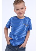 Gestreiftes T-Shirt für Jungen, Kornblumenblau NDZ4474 – Online-Shop – Boutique